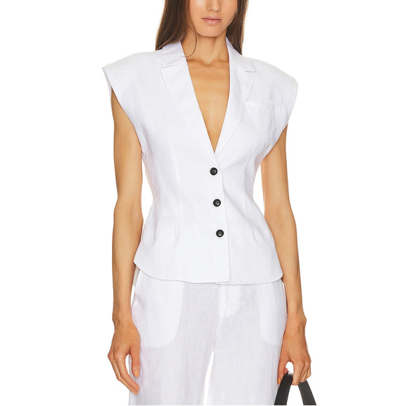 Marissa Webb 'Enzo' White Linen Open Back Vest Size S